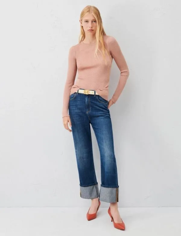 Marella Knitwear Women Lurex Sweater Coral