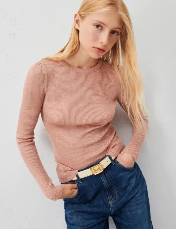 Marella Knitwear Women Lurex Sweater Coral