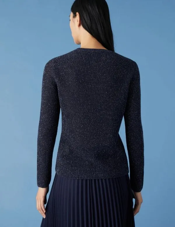 Marella Knitwear Women Lurex Sweater Midnightblue