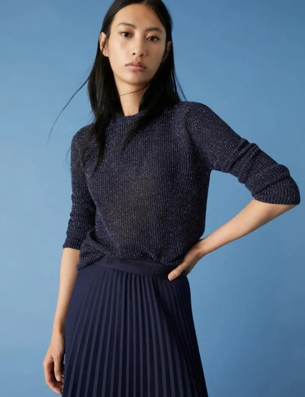 Marella Knitwear Women Lurex Sweater Midnightblue