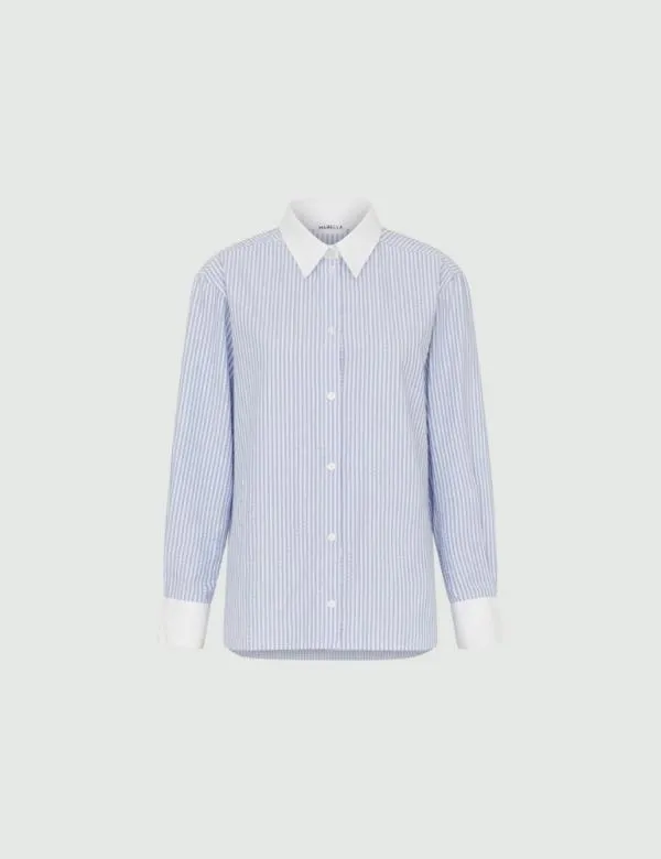 Marella Shirts Women Shirt With Contrasting Cuffs And Collar Optical White