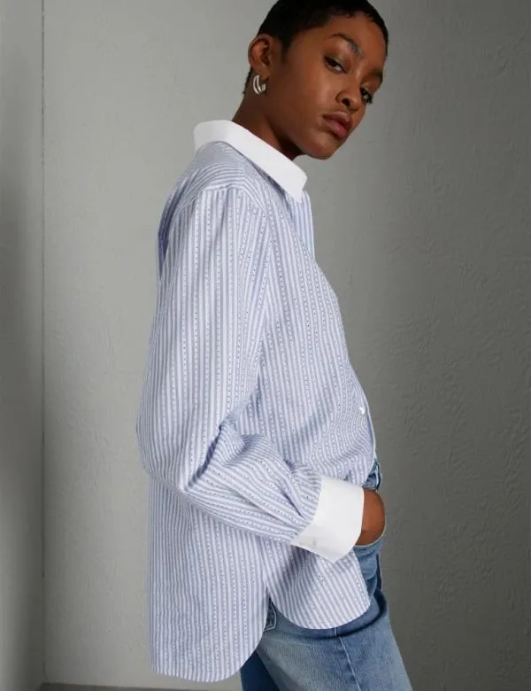 Marella Shirts Women Shirt With Contrasting Cuffs And Collar Optical White