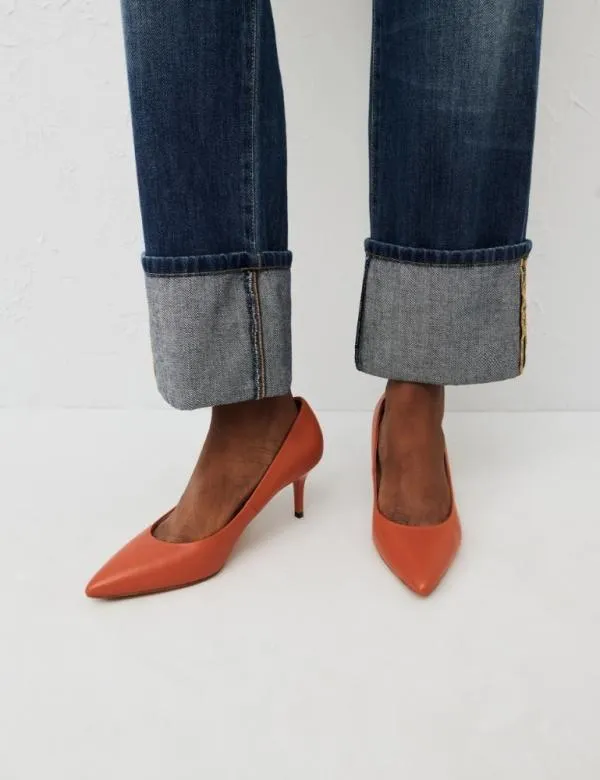Marella Shoes Women Leather Court Shoes Salmon