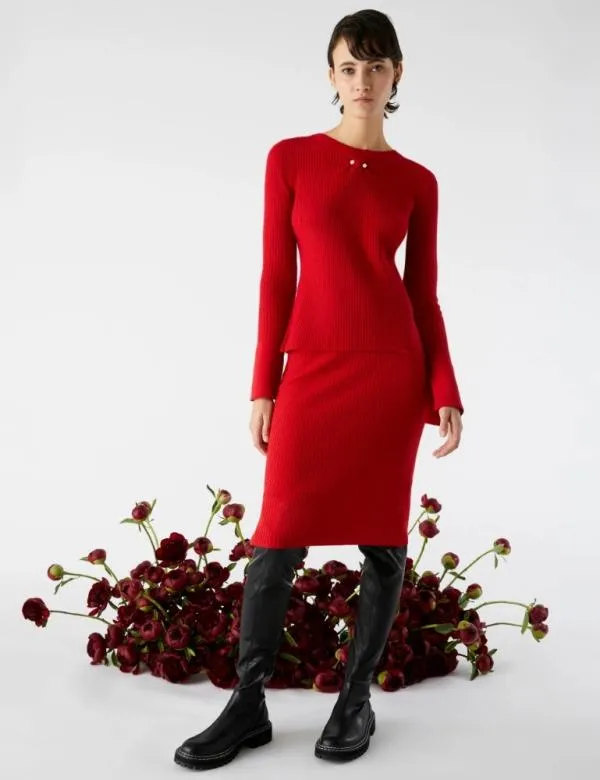 Marella Skirts Women Knitted Skirt Red