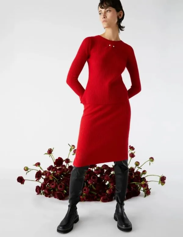 Marella Skirts Women Knitted Skirt Red
