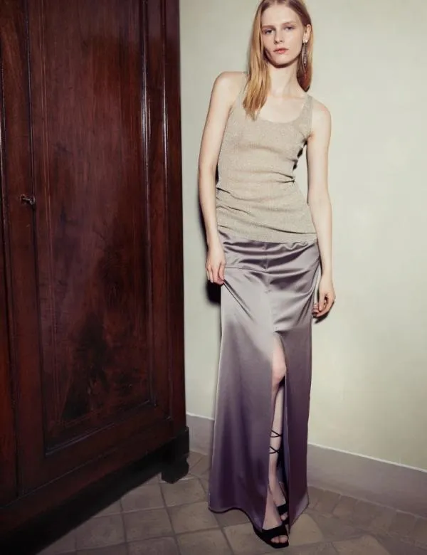 Marella Skirts Women Long Satin Skirt Turtledove