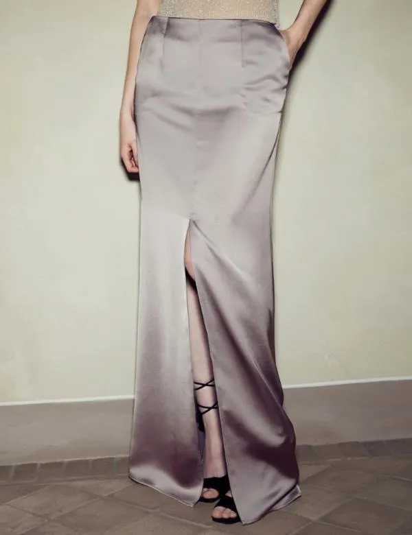 Marella Skirts Women Long Satin Skirt Turtledove