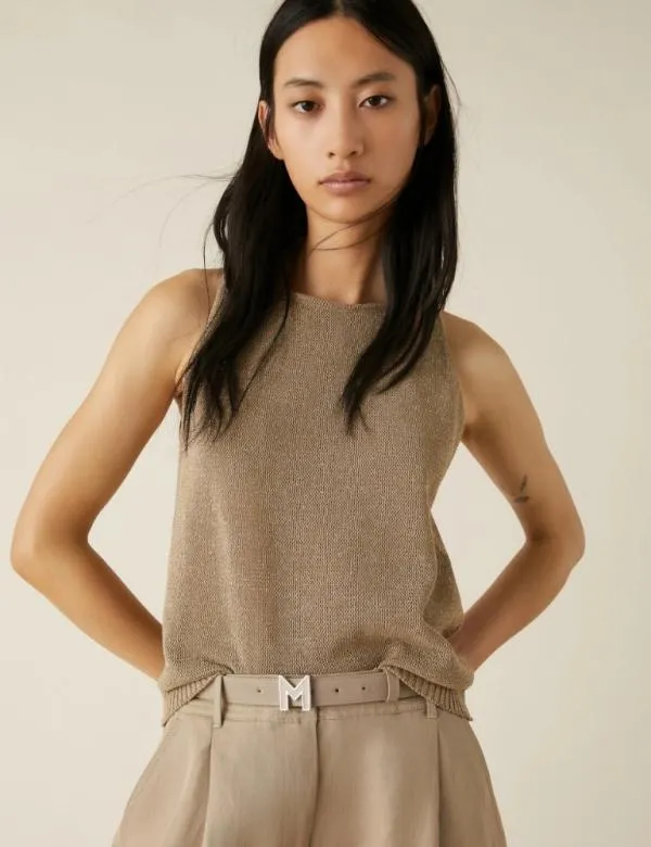 Marella Tops And TShirt Women Lurex Top Beige
