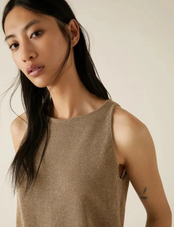 Marella Tops And TShirt Women Lurex Top Beige