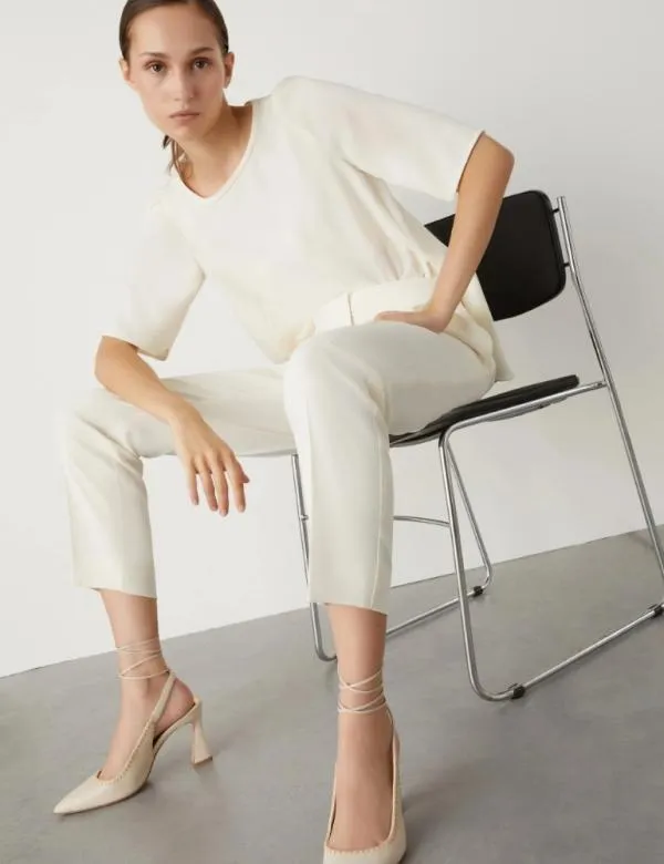 Marella Trousers Women Crepe Trousers Wool White