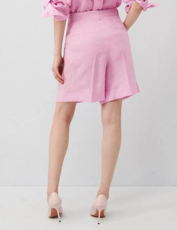 Marella Trousers Women Linen Bermuda Shorts Pink