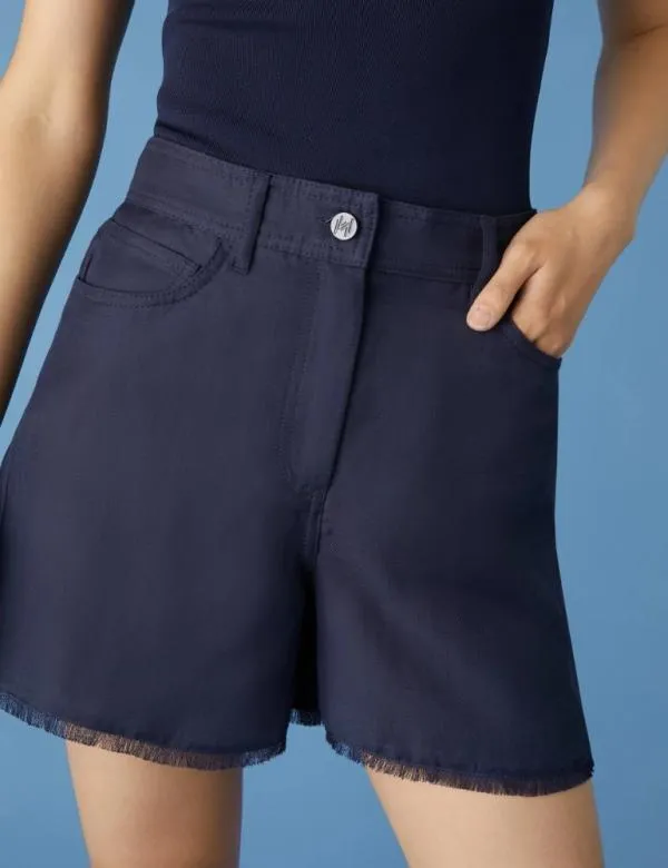 Marella Trousers Women Linenblend Shorts Midnightblue