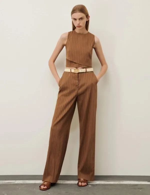 Marella Trousers Women Palazzo Trousers Burnt Brown