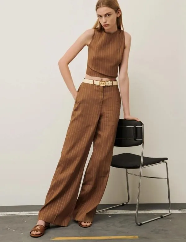 Marella Trousers Women Palazzo Trousers Burnt Brown