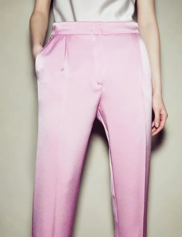 Marella Trousers Women Satin Trousers Pink