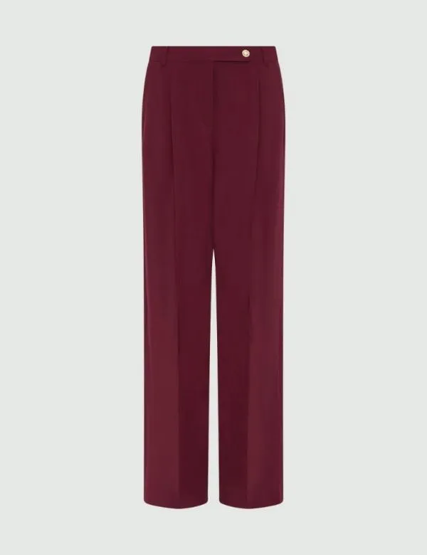 Marella Trousers Women Wideleg Linenblend Trousers Bordeaux