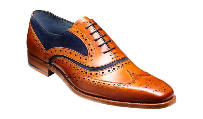 McClean 8211 Cedar Calf Blue Suede Men Barker Shoes Mens Brogues