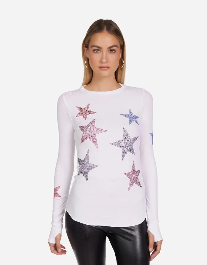McKinley Color Crystal Multi Stars White Women039s Lauren Moshi Long Sleeve