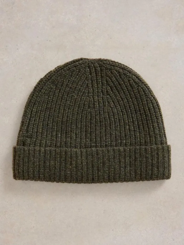 Men Albie Rib Knit Beanie Green Multi White Stuff Hats