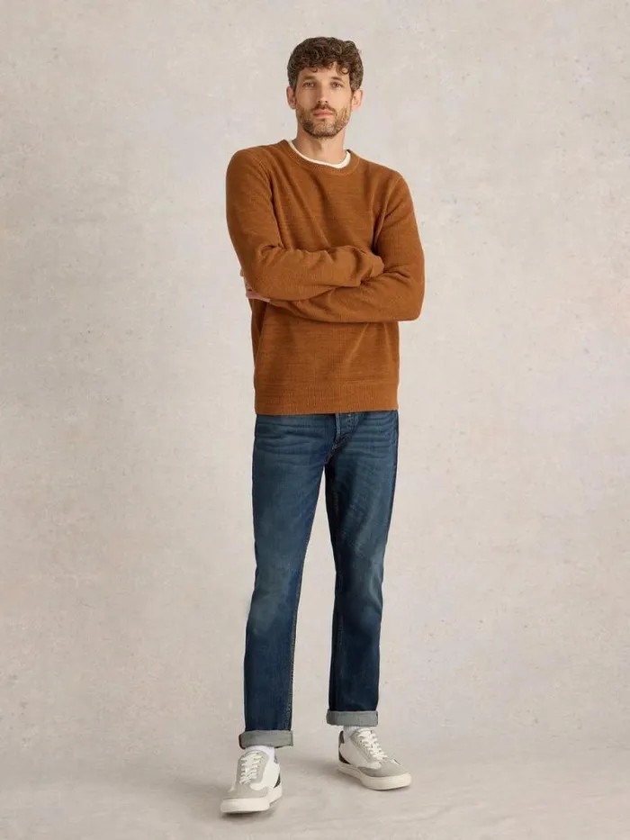 Men Attadale Crew Neck Jumper Dark Orange White Stuff Knitwear