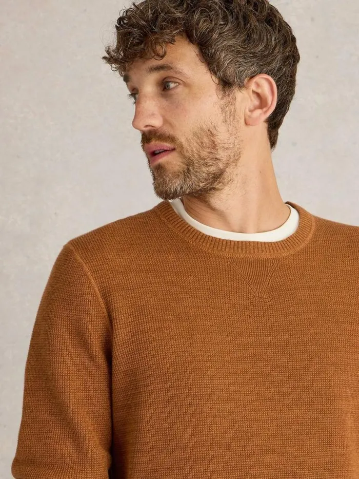 Men Attadale Crew Neck Jumper Dark Orange White Stuff Knitwear Men Attadale Crew Neck Jumper Dark Orange White Stuff Knitwear