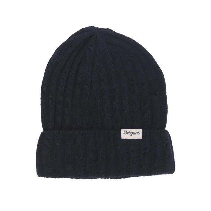 Men Bergans Of Norway Beanies And Caps Rabot Mount Rib Wool Beanie Navy Blue