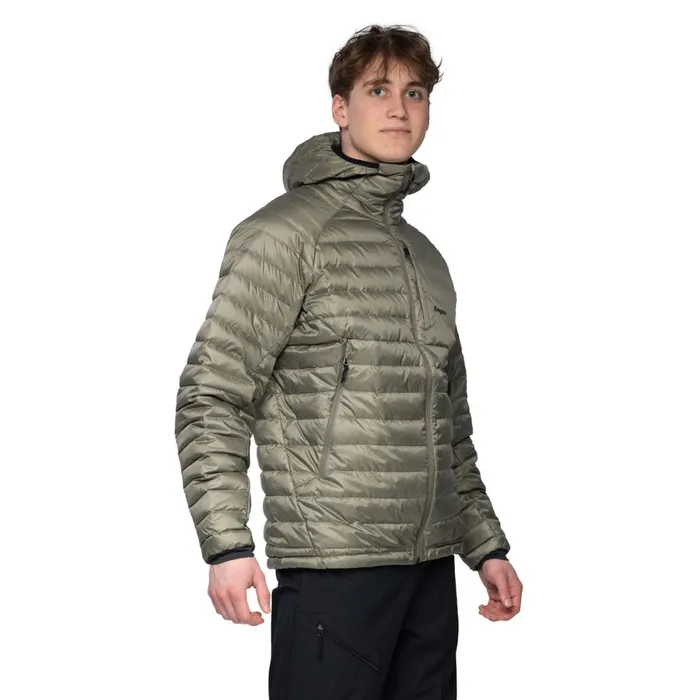 Men Bergans Of Norway Down Jackets Vaagaa Light Down Jacket Hood Green Mud