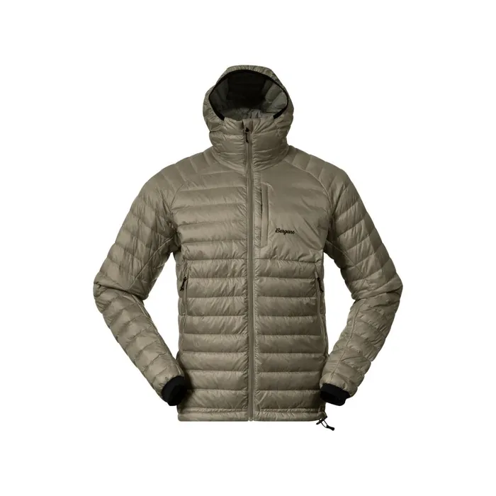 Men Bergans Of Norway Down Jackets Vaagaa Light Down Jacket Hood Green Mud