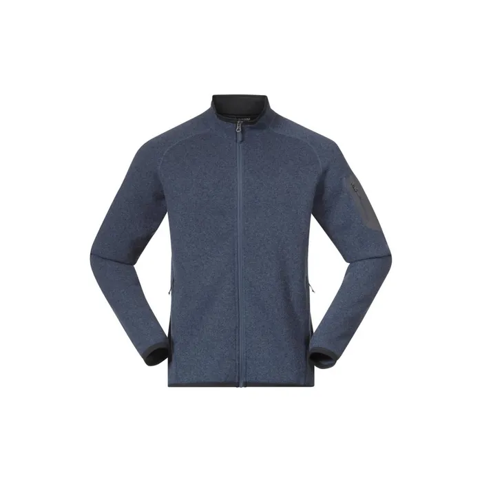 Men Bergans Of Norway Fleece Kamphaug Knitted Jacket Granite Blue