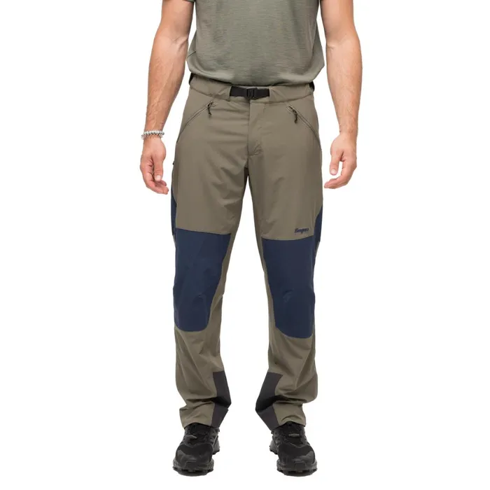 Men Bergans Of Norway Hiking Pants Vaagaa Softshell Pants Green Mud Navy