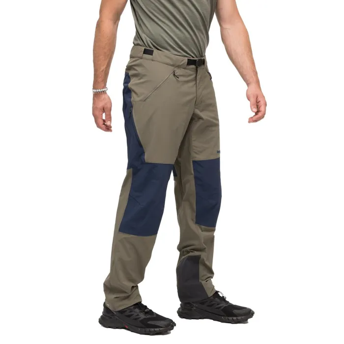 Men Bergans Of Norway Hiking Pants Vaagaa Softshell Pants Green Mud Navy