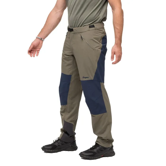 Men Bergans Of Norway Hiking Pants Vaagaa Softshell Pants Green Mud Navy