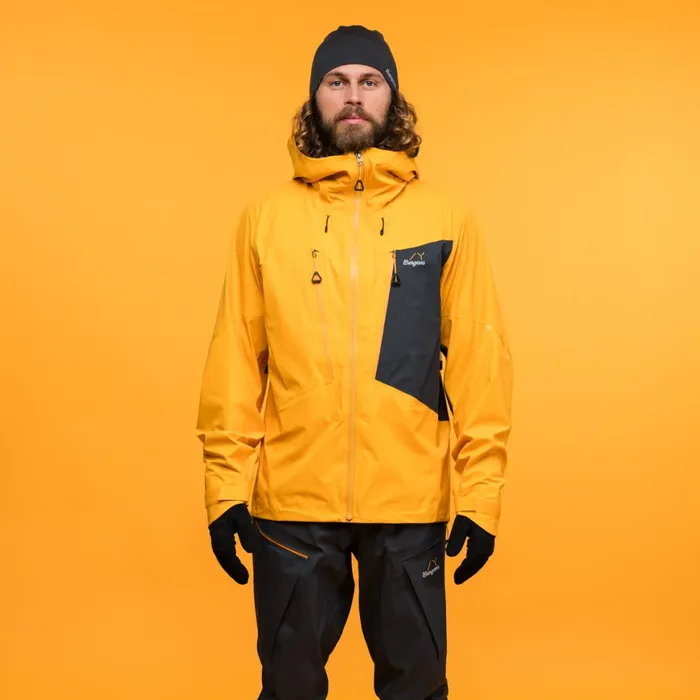 Men Bergans Of Norway Ski Jackets Y Mountainline Breathe 3l Shell Jacket Mango Yellow