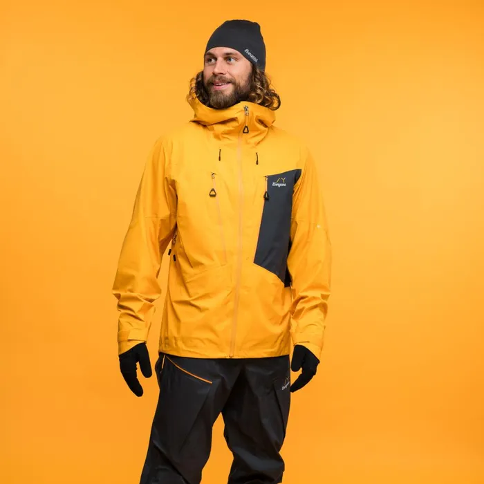 Men Bergans Of Norway Ski Jackets Y Mountainline Breathe 3l Shell Jacket Mango Yellow