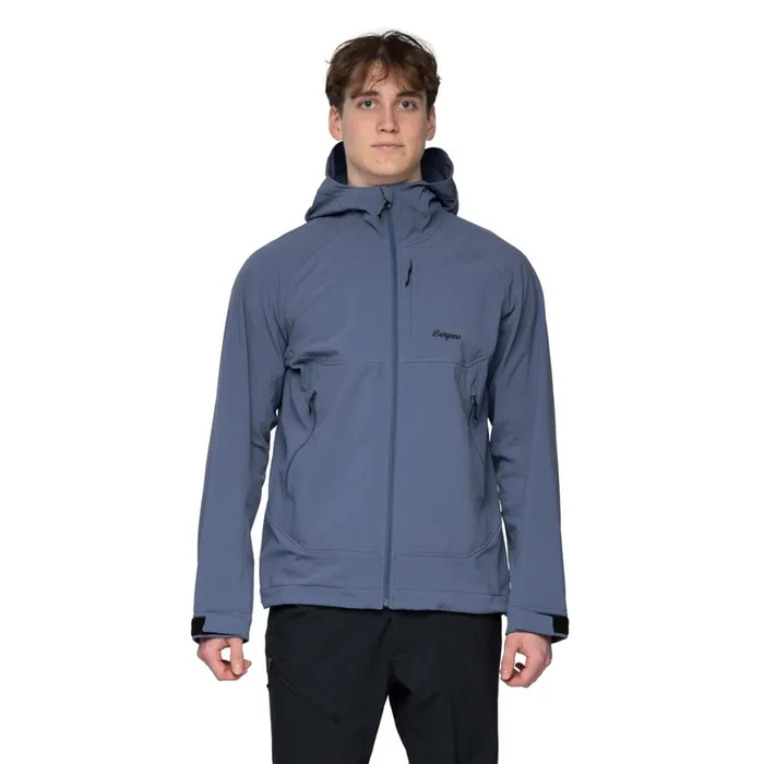 Men Bergans Of Norway Softshell Jackets Vaagaa Softshell Jacket Hood Granite Blue