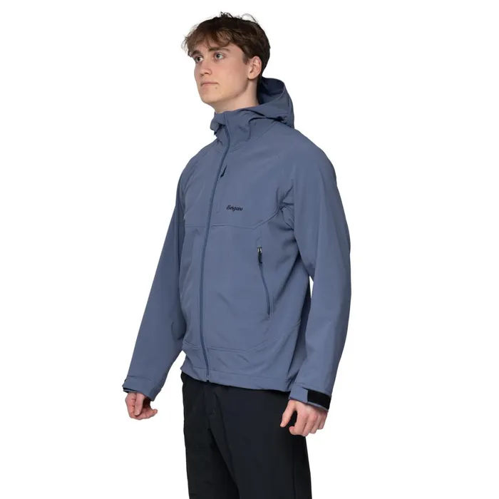 Men Bergans Of Norway Softshell Jackets Vaagaa Softshell Jacket Hood Granite Blue