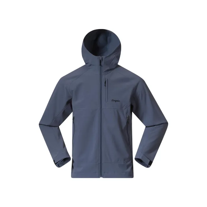 Men Bergans Of Norway Softshell Jackets Vaagaa Softshell Jacket Hood Granite Blue