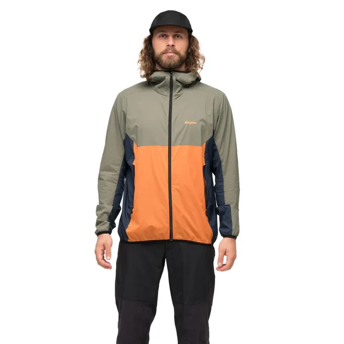 Men Bergans Of Norway Softshell Jackets Vaagaa Windbreaker Jacket Faded Orange Green Mud Men Bergans Of Norway Softshell Jackets Vaagaa Windbreaker Jacket Faded Orange Green Mud