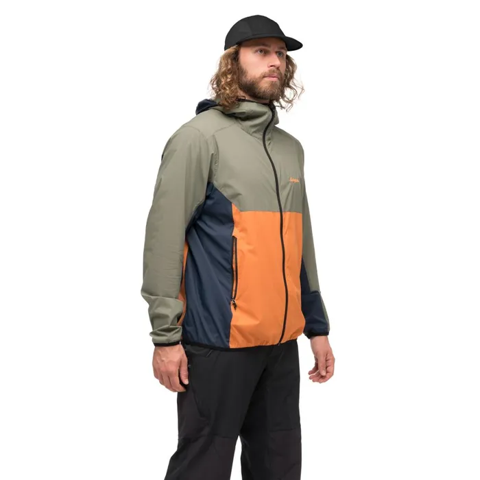 Men Bergans Of Norway Softshell Jackets Vaagaa Windbreaker Jacket Faded Orange Green Mud