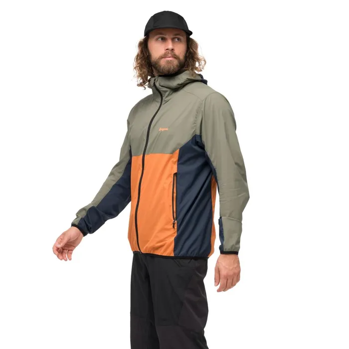 Men Bergans Of Norway Softshell Jackets Vaagaa Windbreaker Jacket Faded Orange Green Mud