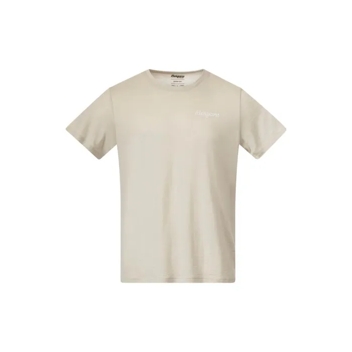 Men Bergans Of Norway TShirts Rabot Emblem Wool Tee Chalk Sand