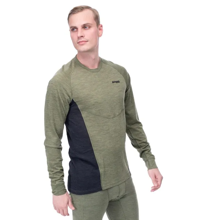 Men Bergans Of Norway Wool Longsleeved Shirts InnerLight Long Sleeve Olive Green