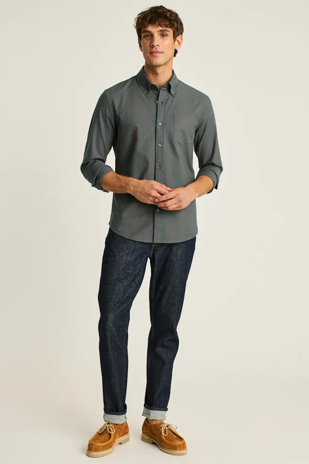 Men Bonobos Casual Shirts Everyday Oxford Shirt Classic Oxford Button Down Green Rust Stripe Men Bonobos Casual Shirts Everyday Oxford Shirt Classic Oxford Button Down Green Rust Stripe