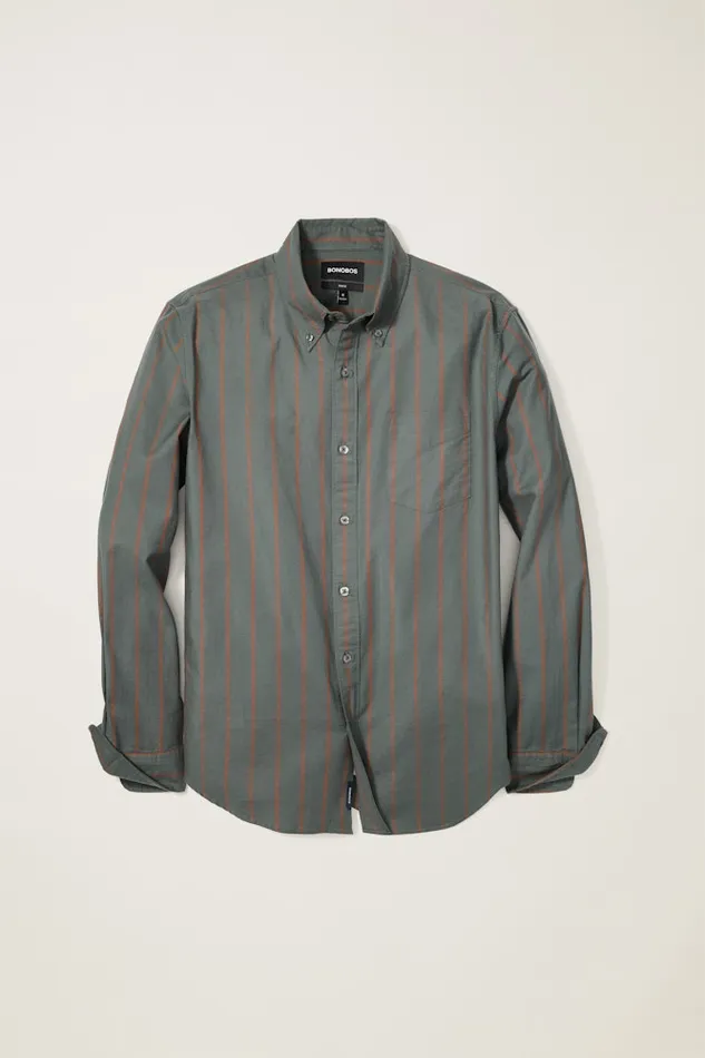 Men Bonobos Casual Shirts Everyday Oxford Shirt Classic Oxford Button Down Green Rust Stripe Men Bonobos Casual Shirts Everyday Oxford Shirt Classic Oxford Button Down Green Rust Stripe