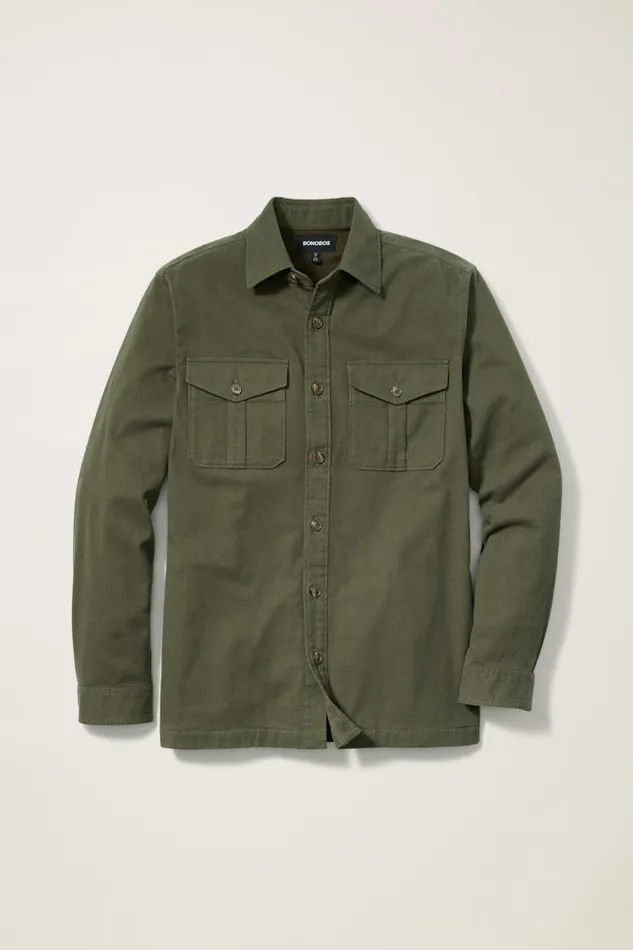 Men Bonobos Casual Shirts Moleskin Overshirt Heather Olive Green Men Bonobos Casual Shirts Moleskin Overshirt Heather Olive Green