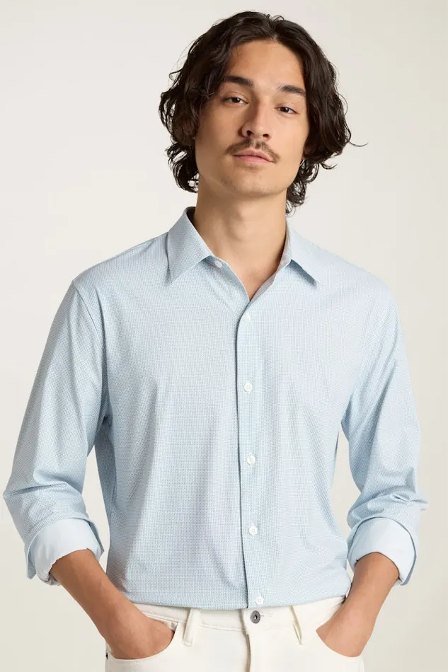 Men Bonobos Casual Shirts Tech Button Down Shirt Blue Micro Tile Geo Men Bonobos Casual Shirts Tech Button Down Shirt Blue Micro Tile Geo
