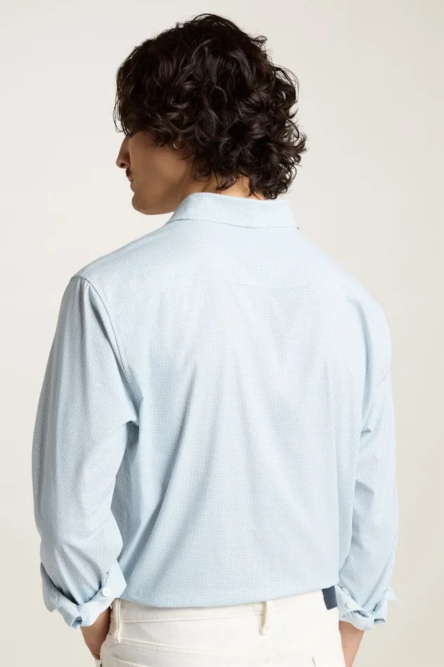 Men Bonobos Casual Shirts Tech Button Down Shirt Blue Micro Tile Geo Men Bonobos Casual Shirts Tech Button Down Shirt Blue Micro Tile Geo