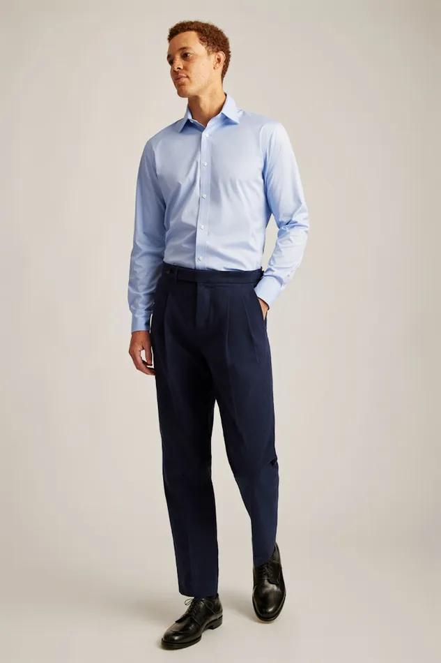 Men Bonobos Chinos Pleated Stretch Chinos Yarn Dye Navy