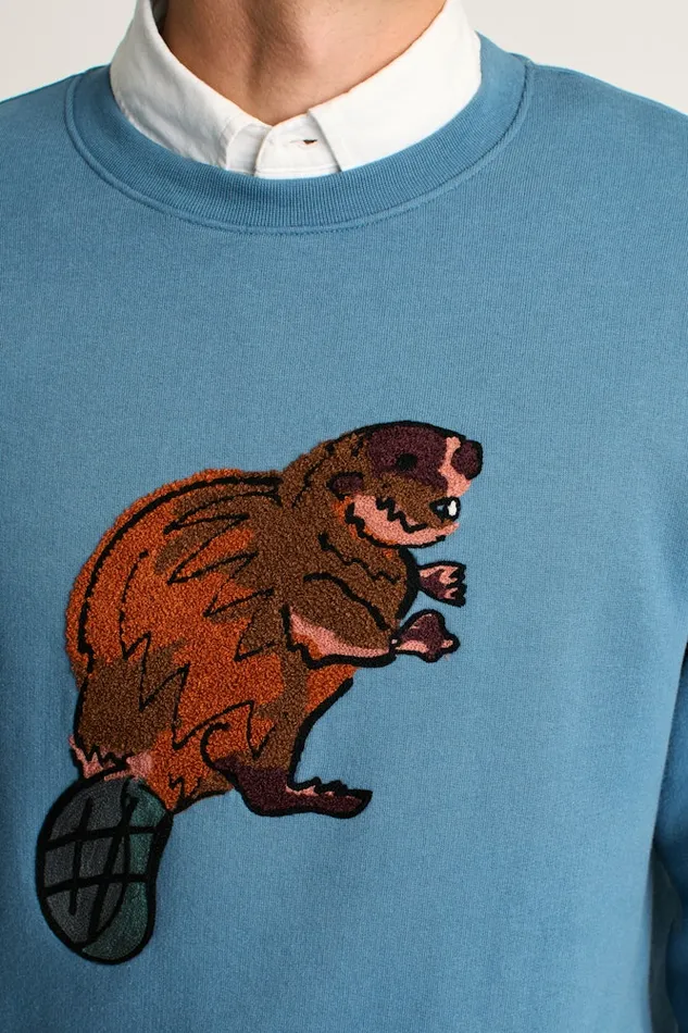 Men Bonobos Crew and VNeck Sweaters Critter Supersoft Fleece Crew That Dam Beaver Men Bonobos Crew and VNeck Sweaters Critter Supersoft Fleece Crew That Dam Beaver