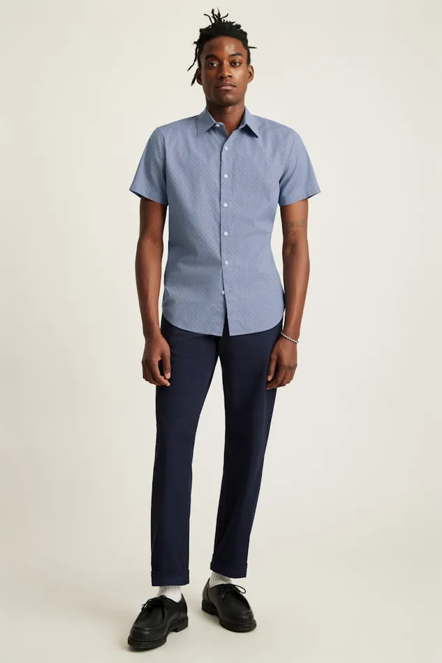 Men Bonobos Short Sleeve Shirts Button Up Your Style With Bonobos039 Riviera Short Sleeve Shirt Navy Chambray Dot